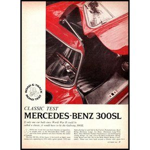 1969 Mercedes 300SL Road Test Original 5 Page Vintage Print Magazine Article 300